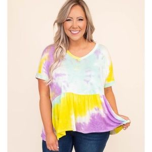 Chic soul 2x tie dye babydoll top NWOT